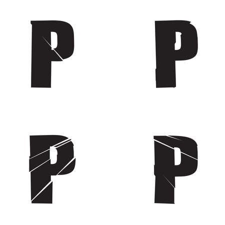Textured letter P. Shattered, fractured, broken alphabet series - stock vector illustration, clip-art graphicsのイラスト素材