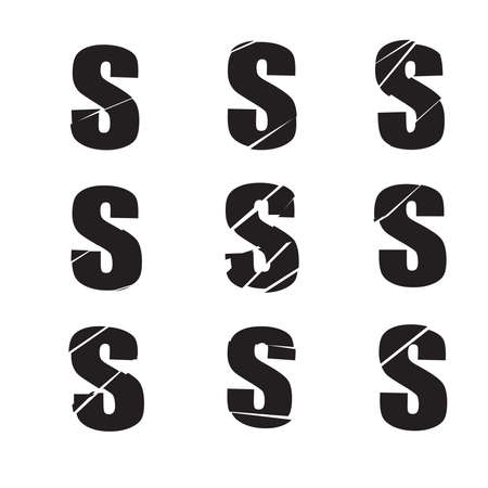 Textured letter S. Shattered, fractured, broken alphabet series - stock vector illustration, clip-art graphicsのイラスト素材