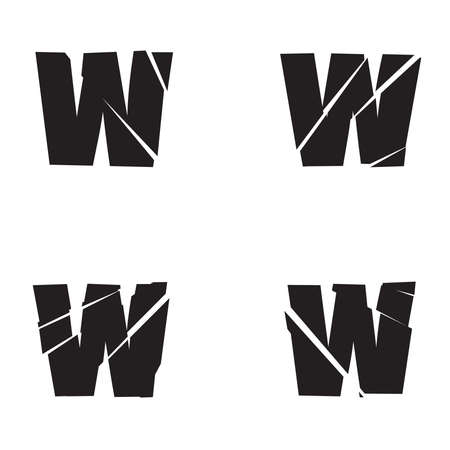 Textured letter W. Shattered, fractured, broken alphabet series - stock vector illustration, clip-art graphicsのイラスト素材