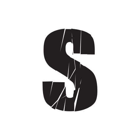 Textured letter S. Shattered, fractured, broken alphabet series - stock vector illustration, clip-art graphicsのイラスト素材