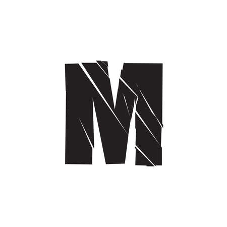 Textured letter M. Shattered, fractured, broken alphabet series - stock vector illustration, clip-art graphicsのイラスト素材