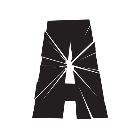 Textured letter A. Shattered, fractured, broken alphabet series - stock vector illustration, clip-art graphicsのイラスト素材