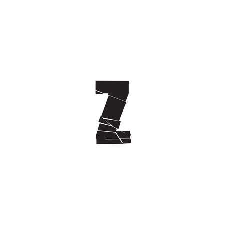 Textured letter Z. Shattered, fractured, broken alphabet seriesのイラスト素材