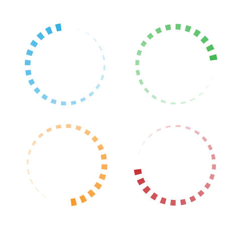 Progress, steps, phases indicator. Preloader, buffer shape. Circle, circular loading icon - stock vector illustration, clip-art graphicsのイラスト素材