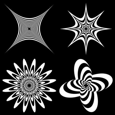 Abstract op-art element (s). Optical, visual art shapes, icons, symbols - stock vector illustration, clip-art graphicsのイラスト素材