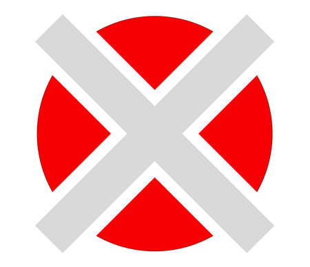 Red X sign, shape, letter. Crosshair, target mark, reticle concept icon - stock vector illustration,...