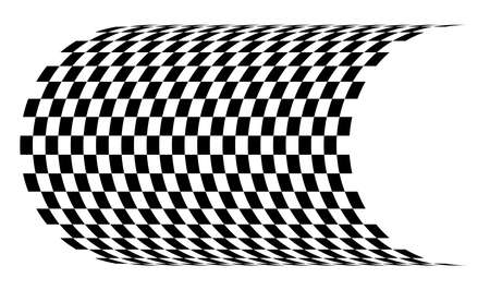 Abstract race flag, chess board, checker board pattern, texture with distort, deform effect - stock vector illustration, clip-art graphicsのイラスト素材