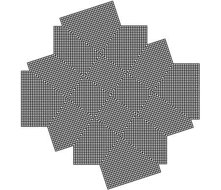 Geometric grid, mesh in abstract mirrored form. Lattice grating trellis pattern element - stock vector illustration, clip-art graphicsのイラスト素材