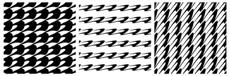 Set of 3 seamless pattern, texture vector - stock vector illustration, clip-art graphics