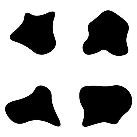 Random blotch, inkblot. Organic blob, blot. Speck shape.Splat, fleck graphic. Drop of liquid, fluid. Pebble, stone silhouette.Ink stain, mottle spot irregular shape. Basic simple rounded smooth form - stock vector illustration, clip-art graphicsのイラスト素材