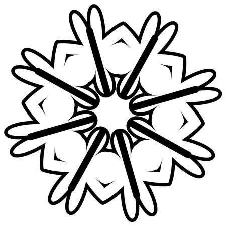 Abstract circular, radial geometric vector element, icon, illustration. Motif mandala design - stock vector illustration, clip-art graphicsのイラスト素材