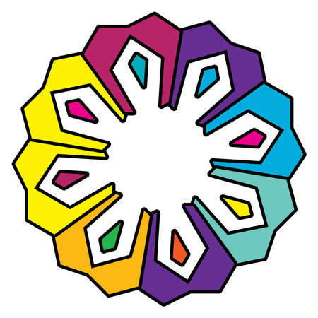 Abstract circular, radial geometric vector element, icon, illustration. Motif mandala design - stock vector illustration, clip-art graphicsのイラスト素材