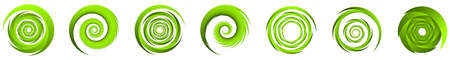 Set of green abstract spiral, swirl, twirl and whirl elements. Cochlear helix vortex icon - stock vector illustration, clip-art graphicsのイラスト素材