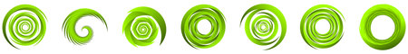 Set of green abstract spiral, swirl, twirl and whirl elements. Cochlear helix vortex icon - stock vector illustration, clip-art graphicsのイラスト素材