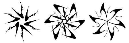 Set of circular radial geometric mandala motif icons - stock vector illustration, clip-art graphicsのイラスト素材