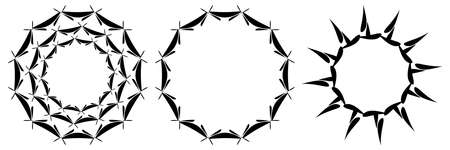 Set of circular radial geometric mandala motif icons - stock vector illustration, clip-art graphicsのイラスト素材