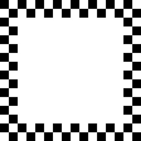 Racing flag, chessboard, checkerboard black and white alternating squares frame, boarder. Checkered background, backdrop vector - stock vector illustration, clip-art graphicsのイラスト素材