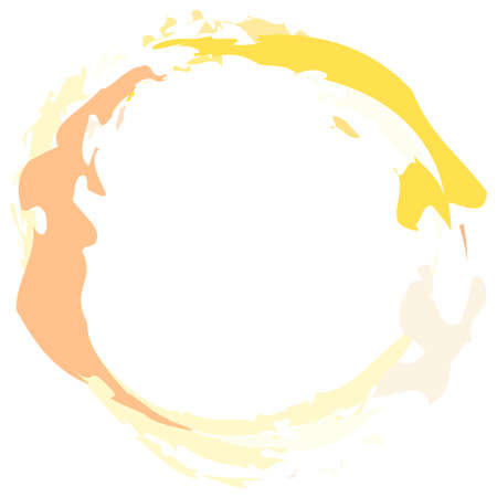 Paintbrush, brushstroke grungy, grunge texture circle. Smeared, smudged liquid, fluid stain, splatter, splash effect - stock vector illustration, clip-art graphicsのイラスト素材