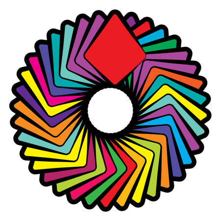 Colorful circular, radial mandala, motif icon. Abstract geometric circle - stock vector illustration, clip-art graphicsのイラスト素材
