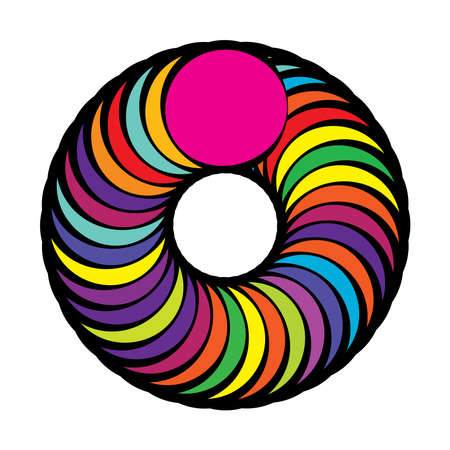 Colorful circular, radial mandala, motif icon. Abstract geometric circle - stock vector illustration, clip-art graphicsのイラスト素材