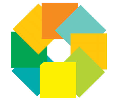 Abstract colorful, vivid, vibrant angular, geometric design element. Tangled random vector shapes - stock vector illustration, clip-art graphicsのイラスト素材