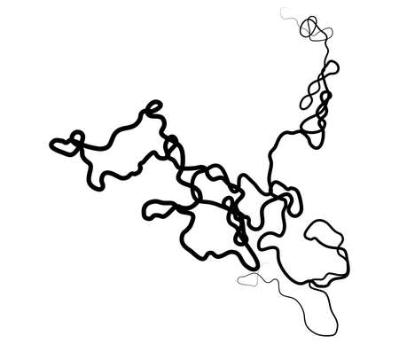 Wavy, waving, billowy, squiggle and squiggly line. Irregular random lines. Stock vector illustration, clip-art graphicsのイラスト素材