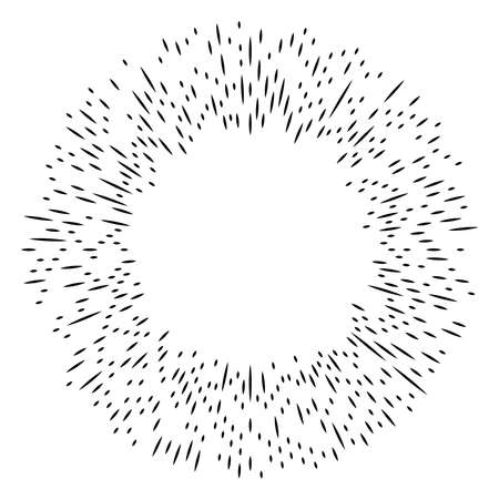 Random radial, circular lines. Abstract geometric circle vector element. Burst, spiral, swirl effect. Stock vector illustration, clip-art graphicsのイラスト素材