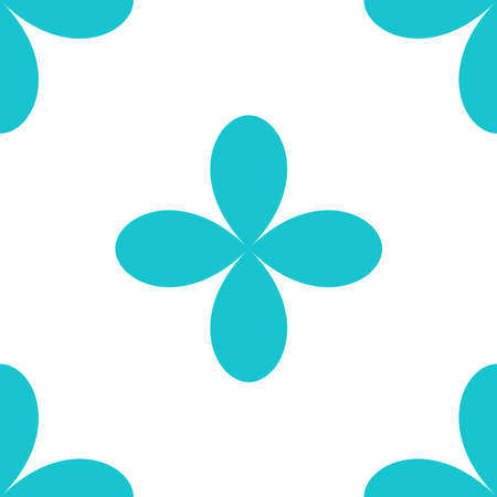 Simple blue flowers, petals seamless, repeatable pattern, background. Nature, ecology, botanic and gardening concept backdrop. Flower silhouettes, symbols and motifs repetitive texture. Stock vector illustration, clip-art graphicsのイラスト素材