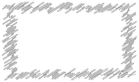 Scribble, sketch lines rectangle plane. Squiggly, zig-zag, criss-cross doodle lines rectangular shape. Stock vector illustration, clip-art graphicsのイラスト素材