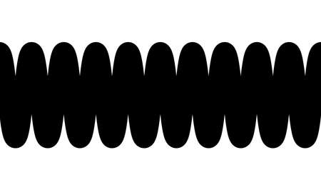 Horizontally repeatable wavy, waving, wave, billowy and zig-zag line, stripe. Stock vector illustration, clip-art graphicsのイラスト素材