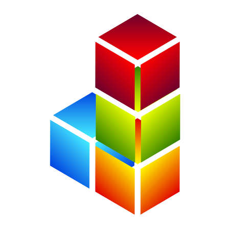 3d isometric cube (s) as construction, construct, building, technology, architecture and development icon, symbol . Stock vector illustration, clip-art graphicsのイラスト素材