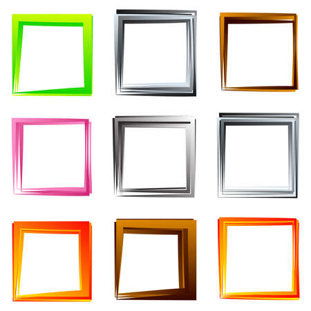 Random square contour frame, border element. Stock vector illustration, clip-art graphicsのイラスト素材