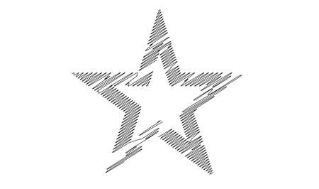 Drawn, sketch star. Line drawing star element. Stock vector illustration, clip-art graphicsのイラスト素材