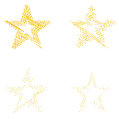 Drawn, sketch star. Line drawing star element. Stock vector illustration, clip-art graphicsのイラスト素材