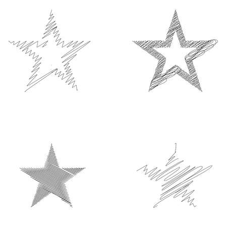 Drawn, sketch star. Line drawing star element. Stock vector illustration, clip-art graphicsのイラスト素材