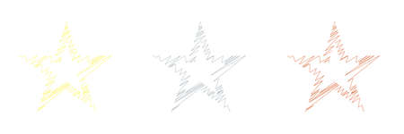 Drawn, sketch star. Line drawing star element. Stock vector illustration, clip-art graphicsのイラスト素材