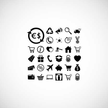 Shopping icons, flat design best iconのイラスト素材
