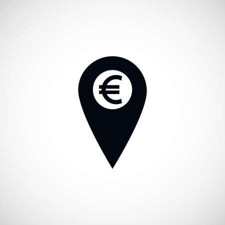 Marker location icon Euro sign, flat design best vector iconのイラスト素材
