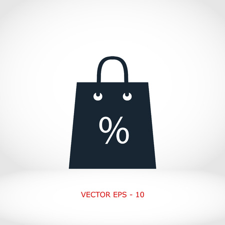 Shopping bag with the sale, discount, percentage symbol icon, flat design best vector iconのイラスト素材