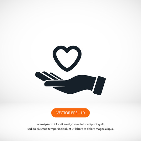 hands of the heart icon, flat design best vector iconのイラスト素材
