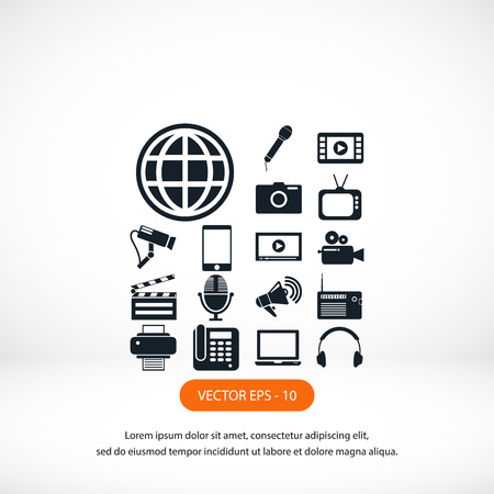 Media set icons, flat design best vector iconのイラスト素材