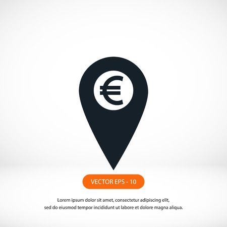 Marker location icon Euro sign, flat design best vector iconのイラスト素材