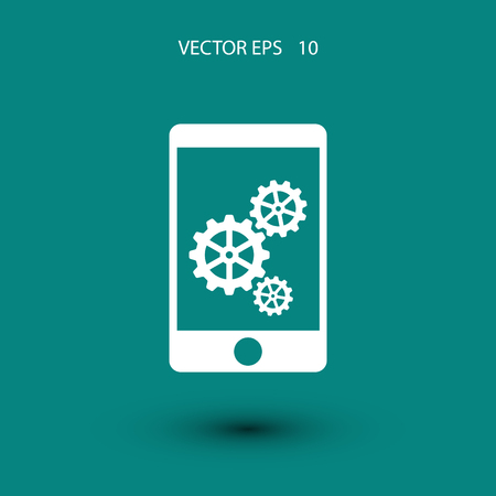 phone icon with settings, flat design best vector iconのイラスト素材