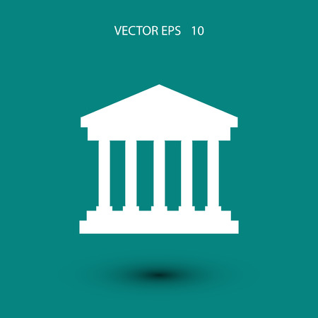 bank building icon, flat design best vector iconのイラスト素材