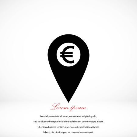 location icon Euro sign, flat design best vector iconのイラスト素材