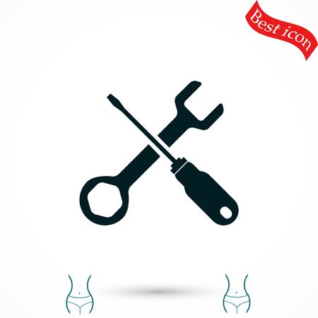 screwdriver and wrench icon, flat design best vector iconのイラスト素材