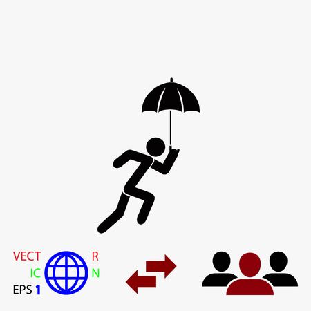 A person with an umbrella icon, flat design best vector iconのイラスト素材