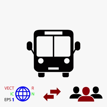 bus icon vector, flat design best vector iconのイラスト素材
