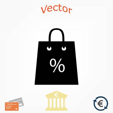Shopping bag with the sale, discount, percentage symbol icon, flat design best vector iconのイラスト素材