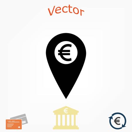Marker location icon Euro sign, flat design best vector iconのイラスト素材